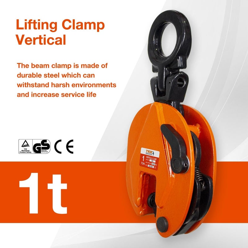TKK Vertical Plate Clamp 2200Lb, 1Ton Plate Lifting Clamps Jaw Opening up to 0.8 inch Heavy Duty Lifting Clamps for Lifting and Transporting (2200lb 1t) - Image 2
